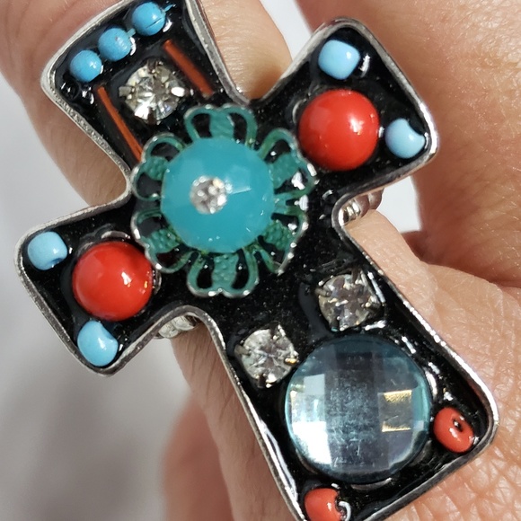 Jewelry - Chunky Beads & Bling Black Cross Statement Ring